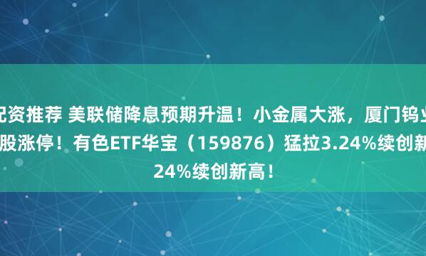 配资推荐 美联储降息预期升温!小金属大涨,厦门钨业等4股涨停!有色ETF华宝(159876)猛拉3.24%续创新高!